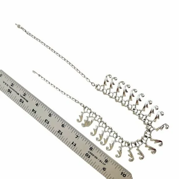 Sarah Coventry Vintage Silver Tone Fringe Statement Necklace - Picture 8 of 8